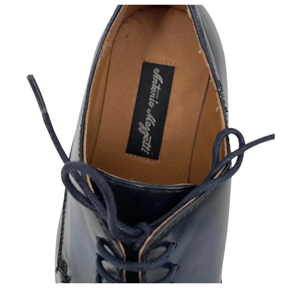 Antonio Mazzetti Troy Mens Lace Up Loafer Size 9M Navy Blue Black Two Tone Upper